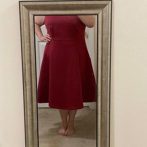 Calvin Klein burgundy A-line sleeveless scuba dress 20W